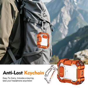 Étui de protection pour <span class=keywords><strong>AirPods</strong></span> Pro <span class=keywords><strong>3</strong></span>, étui de luxe antichoc pour écouteurs, verrouillage de sécurité, coque rigide transparente en PC avec mousqueton - Product Image 5