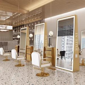 Espejo de Salón Moderno de Lujo de Doble Cara al por Mayor de Fábrica - Espejo de Barbería con Marco Dorado Personalizable - Product Image 6