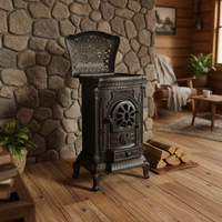 Poêle à bois autoportant en fonte de style européen russe antique avec four - Chauffage au bois pour cuisine et salon