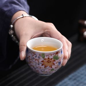 Tasses à thé en émail, forme cylindrique en porcelaine, motif floral coloré, pour la maison ou en cadeau - Product Image 5