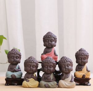 Statue de Bouddha traditionnelle mignonne et petite, sculptures indiennes de yoga <span class=keywords><strong>mandala</strong></span>, figurine de moine, animal de compagnie pour le thé, décoration sur plateau de kung-fu - Product Image 6