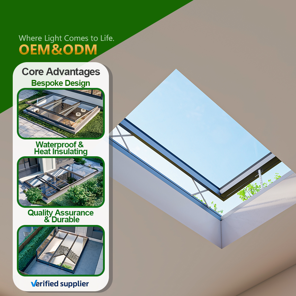 2026 Yeyon OEM Custom Ceiling Balcony Aluminum Wide View Sliding Artificial Vent Outdoor Residential House Roof Skylight Windows