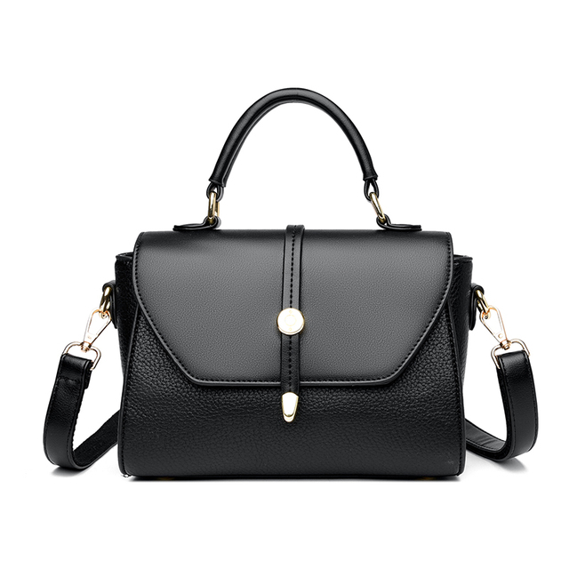 Women's DUSHEN Model 8696 Small Thread Pattern Fashion PU Handbag Daily Waterproof Flip Button Lining Polyester Shoulder Bag