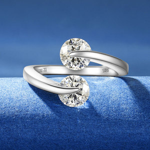 Anel de Eternidade Hip Hop em Prata Esterlina Banhada a Ródio com Moissanite de 6.5mm <span class=keywords><strong>1CT</strong></span>, Dois Anéis Entrelaçados em Formato de Bola - Product Image 4