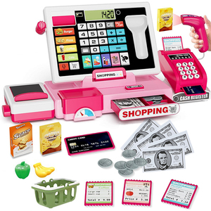 Caisse enregistreuse <span class=keywords><strong>de</strong></span> jeu pour enfants avec calculatrice réelle, jouet en plastique pour le jeu <span class=keywords><strong>de</strong></span> rôle mathématique, pour les tout-petits <span class=keywords><strong>de</strong></span> 3 ans, garçons et filles - Product Image 1