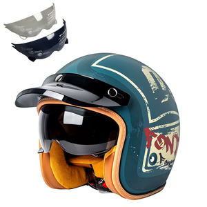<span class=keywords><strong>Casco</strong></span> de motocicleta Retro Accesorios de motocicleta de campo traviesa <span class=keywords><strong>casco</strong></span> de motocicleta 3/4 <span class=keywords><strong>casco</strong></span> retro en invierno - Product Image 1