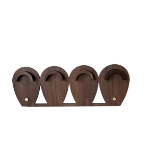 Walnut Jewelry Display Rack Four-Piece Fish Pattern <b>Necklace</b> Bracelet Storage Solid Wood Double Layer Wall Mount - Product Image 1