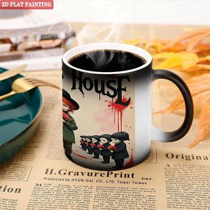 Mug à café en céramique noir givré 11 oz, couleur changeante à la chaleur, tasse cadeau par sublimation - Product Image 5