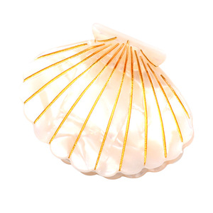 Pinza para el pelo de acetato con textura natural simulada, de alta gama, para uso diario, estilo costero de verano, ideal para vacaciones en la playa y resorts. - Product Image 5