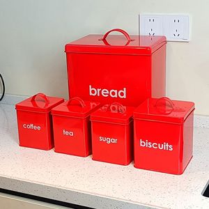 Bread Storage <b>Box</b> <b>Set</b> Stainless Steel Kitchen Organizer With Lids For Coffee Tea Sugar Biscuits Food Container 6Pcs - Product Image 3