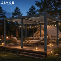 Aluminium-Lamellenpergola mit warmweißer Lichterkette für Glamping-Plattformen im Freien, Campingplätze, Resorts und Garten-Entspannungsbereiche