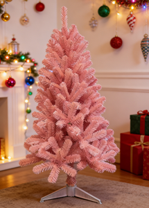Sapin de Noël artificiel <span class=keywords><strong>en</strong></span> PVC de haute qualité, 90 cm, rose, bleu, blanc, articulé, léger, pour intérieur/extérieur, décoration de fêtes - Product Image 5