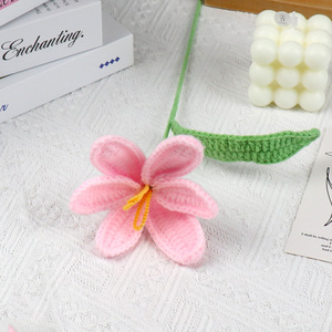 Fleurs de tulipes ouvertes transfrontalières finies, fleurs tricotées, fleurs artificielles faites à la main, fleurs au crochet pour la Saint-Valentin et la fête des Mères - Product Image 2