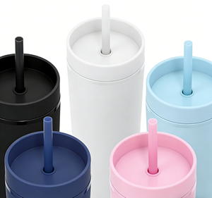 Vaso Reutilizable de Plástico Esmerilado de Doble Pared de 16oz con Tapa Antiderrames y Popote, Taza de Color Mate para Café Helado, Vaso para Beber al Aire Libre - Product Image 2
