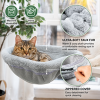 Hamac de bureau pliable pour chat, fixation par pince, charge maximale 40 LBS, toutes saisons, hamac semi-circulaire en maille pour animaux de compagnie