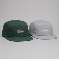Casquette de camping à 5 panneaux avec logo personnalisé, pliable, légère, en polyester, respirante, réglable, pour la randonnée en plein air, unisexe