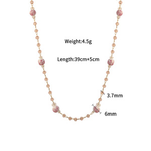 Cherry Blossom Necklace For Women Gold Chain With Pink Beads Summer Collarbone Jewelry Party Accessory - Product Image 4