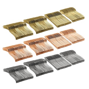 Juego de cubiertos de alta resistencia, cuchillos dorados y dorados de plástico rosa, tenedores y cucharas para fiesta - Product Image 1