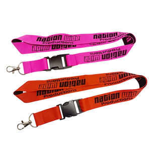 <b>Polyester</b> Jacquard Webbing <b>Lanyards</b> High Visibility Fluorescent Pink Orange <b>Lanyard</b> for Large Event Entry Badge - Product Image 1