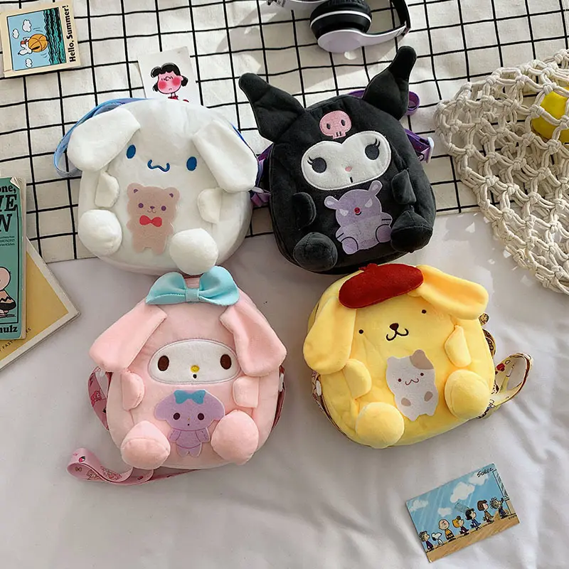 Kawaii Sanrio My Melody Kuromi Yulin Dog Anime Plush Bag Shoulder Bags Hand bag Handbags Plush Backpack