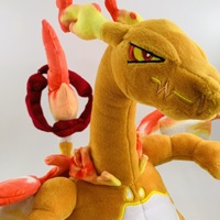 Peluche Charizard Dinosaure Pokémon Super Douce 38cm Jaune Violet Cadeau de Fête Populaire Excellent Anti-Stress pour Mariages Lavable