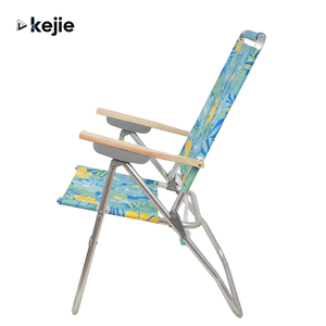 Sillas de Playa Plegables Portátiles de Aluminio Kejie, Diseño Moderno, 7 Posiciones, Reposabrazos de Madera, Muebles para Exteriores - Product Image 1