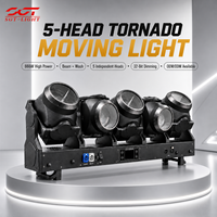 Barre de lumière mobile à cinq têtes Tornado 666W RGB Jaune Citron 120 LED avec DMX512 auxiliaire 170 canaux et gradation 32 bits pour discothèque