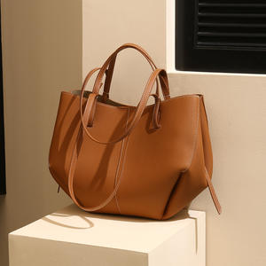 Sac à main en cuir de vachette de première qualité, sac à main pour femme, cuir souple, grand format, pour le travail au bureau, marron, bandoulière unique, fermeture à glissière imperméable - Product Image 1