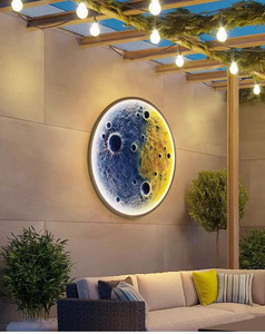 Lámpara de Pared con Forma de Luna, Modelo Cráter de Meteorito, Luz de Jardín para Patio de Villa, Lámpara de Pared Tridimensional con Forma de Luna, Decoración - Product Image 6