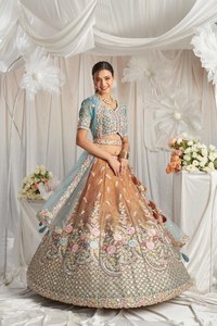 Royal Bridal NET and gotapatti & Moti งานปักลายกึ่งเย็บ lehenga choli & dupatta - Product Image 3