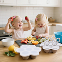 7 cavités 60ml passe au lave-vaisselle bébé sucette bâton d'alimentation grand plateau à glaçons en Silicone rond avec couvercle étanche