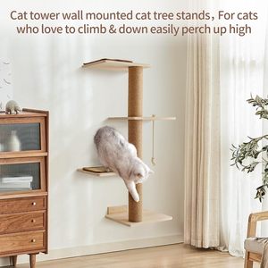 Árbol de gato suspendido moderno Arbre a Chat Plafond con pared, escaleras, cama para gatos y plataforma de juego - Product Image 4