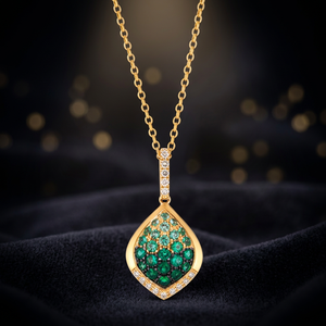 Luxury Women's 18K Gold Plated Emerald Pendant Necklace With Diamond Accents Water <b>Drop</b> Shape <b>Box</b> Chain Fine Jewelry Gift - Product Image 3