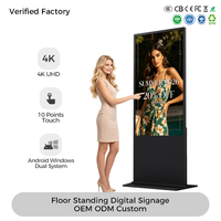 43 49 55 65 Inch Ultra hd Indoor Floor Standing Digital Signage Display Totem Video Touch Screen Commercial Advertising