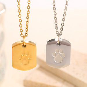 Collar de Acero Inoxidable al por Mayor B079, Collar con Diseño de Huella de Perro, Regalo Conmemorativo para Amantes de Mascotas - Product Image 2