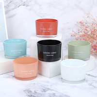Vente en gros Récipient de pot à bougie en verre recyclé écologique Pot de tasse à bougie en verre aux couleurs de Noël