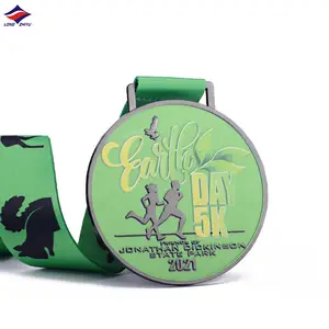 Longzhiyu เหรียญรางวัลดีไซน์3D เหรียญวิ่งมาราธอนกีฬาออกแบบเองพร้อมริบบิ้น