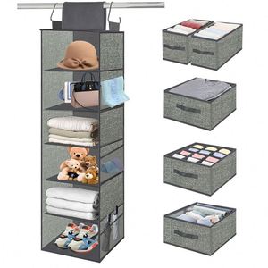 Cartroll Nursery Mesh Grey 6 Section Closet Organizer - Over Door Hanging <b>Shelves</b> with Drawer - Product Image 3
