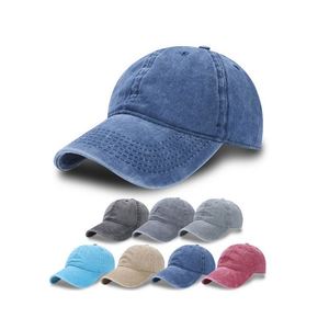 หมวกเบสบอลปรับได้ทนทานระบายอากาศได้ดีหมวกผ้าฝ้ายฟอกสีแบบคลาสสิกโลโก้ปักตามสั่ง - Product Image 1