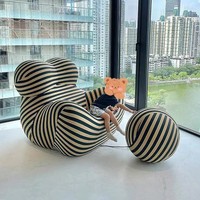 Canapé paresseux créatif avec oreilles d'ours, fauteuil pouf doux et confortable avec coussin rond et repose-pieds