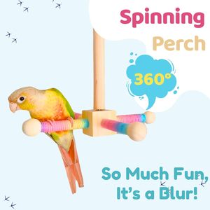 Premium supporto interattivo in legno uccello giocattolo trespolo di filatura per parrocchetti Cockatiels pappagallini Conures gabbia accessori - Product Image 3