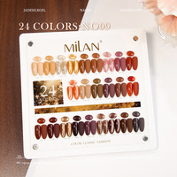 Mini-ensemble de 24 vernis à ongles gel UV, imperméables, effet œil-de-chat, couleur nude, incrustés de diamants, style Morandi Macaron, pour salon