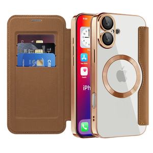 Pour <span class=keywords><strong>iPhone</strong></span> 16 15 14 13 12 11 Pro Max porte-cartes de luxe magnétique couverture de téléphone portable en cuir portefeuille à rabat étui de protection - Product Image 2