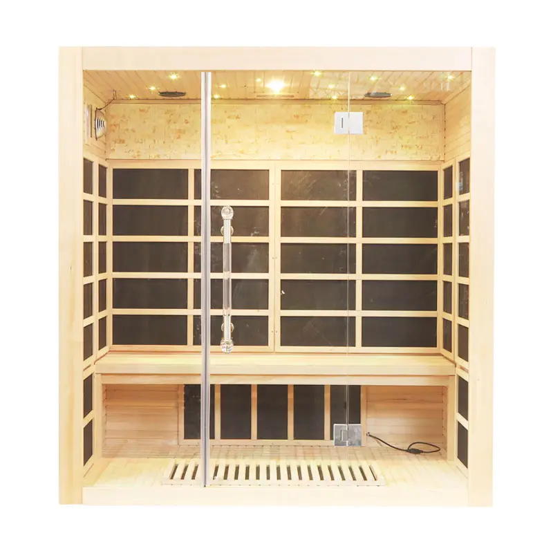 Factory Direct Sale Indoor 4 Person Infrared Sauna Room with Carbon Fiber Heaters and Control Panel