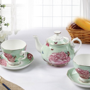 Juego de Té y Café de Porcelana China con Borde Dorado, Estilo Europeo de Lujo, Ecológico, para el Té de la Tarde - Product Image 4
