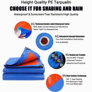Bâches en PE imperméables 120 g/m², livraison directe d'usine, haute qualité, prix bas, bâche en plastique bleue et orange pour extérieur - Product Image 3