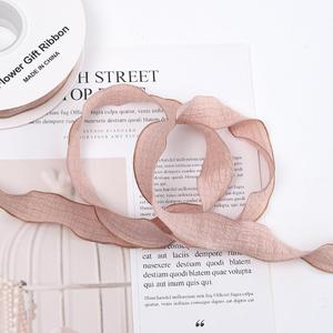 ポリエステルクリスマスケーキ花束花マーメイドテールヤーン包装リネン波エッジリボンフリルプリーツリボンスプール - Product Image 4