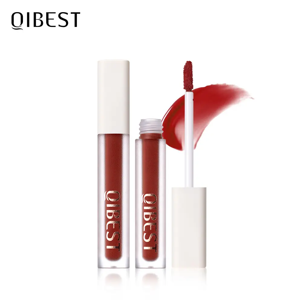 QIBEST Silky Lip Glaze Coupe antiadhésive Brillant à lèvres sans décoloration Rouge à lèvres Mat Brillant à lèvres hydratant