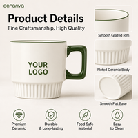 Set Hadiah Mug Keramik Bergaris Logo Kustom Grosir Cangkir Kopi dengan Kotak Hadiah Mewah OEM ODM Hadiah Promosi Perusahaan