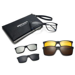 Gafas de sol magnéticas con clip Grey Jack, montura de metal TR, lentes TAC con protección UV400, diseño cuadrado unisex - Product Image 1